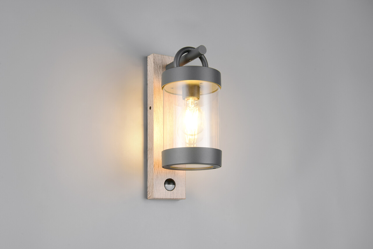 Aplica de perete pentru exterior cu senzor Sambesi, TRIO, 12.5x33 cm, 28W, 1x E27, aluminiu, antracit/natur - imagine 7